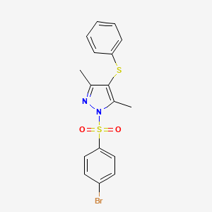 1-[(4-bromophenyl)sulfonyl]-3,5-dimethyl-4-(phenylthio)-1H-pyrazole