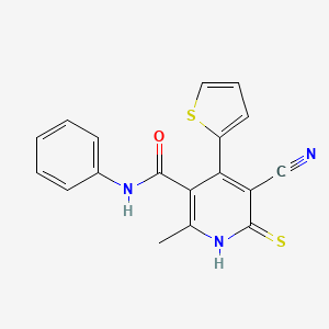 molecular formula C18H13N3OS2 B3559243 5-cyano-2-methyl-N-phenyl-4-(2-thienyl)-6-thioxo-1,6-dihydro-3-pyridinecarboxamide 