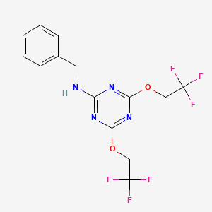 molecular formula C14H12F6N4O2 B3559257 N-benzyl-4,6-bis(2,2,2-trifluoroethoxy)-1,3,5-triazin-2-amine 