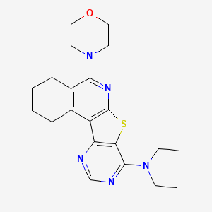 molecular formula C21H27N5OS B3559314 N,N-diethyl-8-morpholin-4-yl-11-thia-9,14,16-triazatetracyclo[8.7.0.02,7.012,17]heptadeca-1,7,9,12,14,16-hexaen-13-amine 