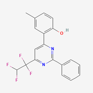 molecular formula C19H14F4N2O B3559322 4-methyl-2-[2-phenyl-6-(1,1,2,2-tetrafluoroethyl)-4-pyrimidinyl]phenol 