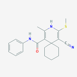 molecular formula C20H23N3OS B3559341 1-cyano-4-methyl-2-methylsulfanyl-N-phenyl-3-azaspiro[5.5]undeca-1,4-diene-5-carboxamide 