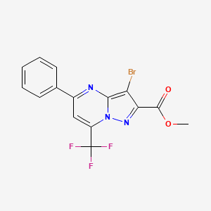 molecular formula C15H9BrF3N3O2 B3559574 methyl 3-bromo-5-phenyl-7-(trifluoromethyl)pyrazolo[1,5-a]pyrimidine-2-carboxylate 