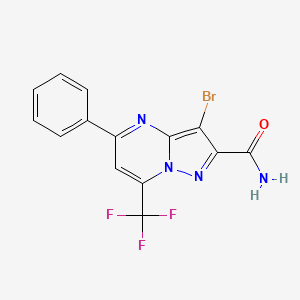 molecular formula C14H8BrF3N4O B3559582 3-bromo-5-phenyl-7-(trifluoromethyl)pyrazolo[1,5-a]pyrimidine-2-carboxamide 