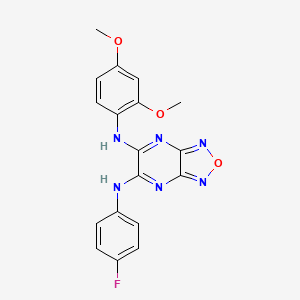 5-N-(2,4-dimethoxyphenyl)-6-N-(4-fluorophenyl)-[1,2,5]oxadiazolo[3,4-b]pyrazine-5,6-diamine