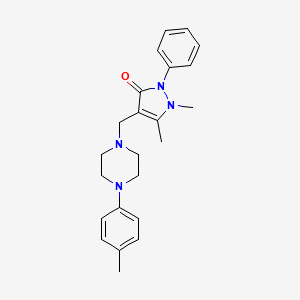 molecular formula C23H28N4O B3559659 1,5-Dimethyl-4-[[4-(4-methylphenyl)piperazin-1-yl]methyl]-2-phenylpyrazol-3-one 