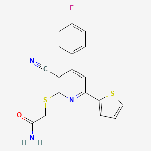 molecular formula C18H12FN3OS2 B3559664 2-{[3-Cyano-4-(4-fluorophenyl)-6-(thiophen-2-yl)pyridin-2-yl]sulfanyl}acetamide 