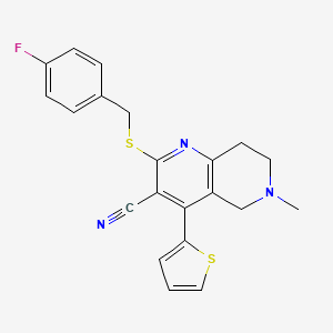 2-[(4-fluorobenzyl)thio]-6-methyl-4-(2-thienyl)-5,6,7,8-tetrahydro-1,6-naphthyridine-3-carbonitrile