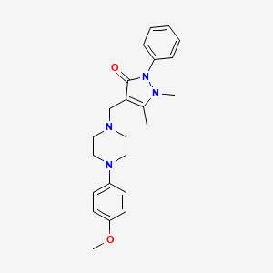 molecular formula C23H28N4O2 B3559694 4-[[4-(4-Methoxyphenyl)piperazin-1-yl]methyl]-1,5-dimethyl-2-phenylpyrazol-3-one 