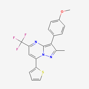 molecular formula C19H14F3N3OS B3559779 3-(4-Methoxyphenyl)-2-methyl-7-thiophen-2-yl-5-(trifluoromethyl)pyrazolo[1,5-a]pyrimidine 