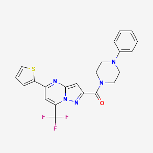 molecular formula C22H18F3N5OS B3559817 (4-Phenylpiperazin-1-yl)[5-(thiophen-2-yl)-7-(trifluoromethyl)pyrazolo[1,5-a]pyrimidin-2-yl]methanone 