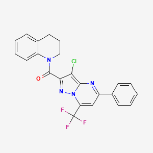 molecular formula C23H16ClF3N4O B3559818 1-{[3-chloro-5-phenyl-7-(trifluoromethyl)pyrazolo[1,5-a]pyrimidin-2-yl]carbonyl}-1,2,3,4-tetrahydroquinoline 