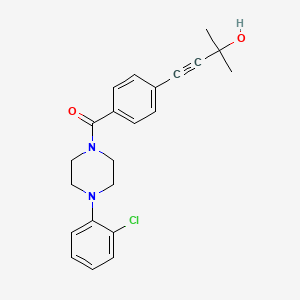 molecular formula C22H23ClN2O2 B3559864 4-(4-{[4-(2-chlorophenyl)-1-piperazinyl]carbonyl}phenyl)-2-methyl-3-butyn-2-ol 