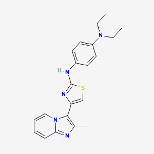 molecular formula C21H23N5S B3559900 4-N,4-N-diethyl-1-N-[4-(2-methylimidazo[1,2-a]pyridin-3-yl)-1,3-thiazol-2-yl]benzene-1,4-diamine 