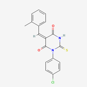 1-(4-chlorophenyl)-5-(2-methylbenzylidene)-2-thioxodihydro-4,6(1H,5H)-pyrimidinedione