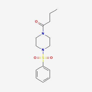 molecular formula C14H20N2O3S B3559930 1-[4-(PHENYLSULFONYL)PIPERAZINO]-1-BUTANONE 