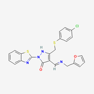 molecular formula C23H17ClN4O2S2 B3559943 2-(1,3-benzothiazol-2-yl)-5-{[(4-chlorophenyl)thio]methyl}-4-{[(2-furylmethyl)amino]methylene}-2,4-dihydro-3H-pyrazol-3-one CAS No. 5923-61-5