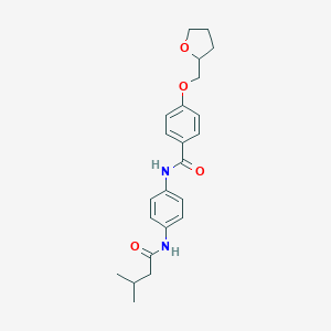 molecular formula C23H28N2O4 B355995 N-{4-[(3-methylbutanoyl)amino]phenyl}-4-(tetrahydro-2-furanylmethoxy)benzamide CAS No. 941859-17-2