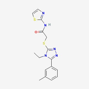 molecular formula C16H17N5OS2 B3559967 2-{[4-ethyl-5-(3-methylphenyl)-4H-1,2,4-triazol-3-yl]thio}-N-1,3-thiazol-2-ylacetamide 