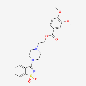 molecular formula C22H25N3O6S B3560060 2-[4-(1,1-dioxido-1,2-benzisothiazol-3-yl)-1-piperazinyl]ethyl 3,4-dimethoxybenzoate 