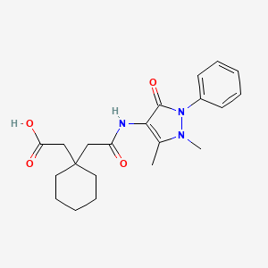 molecular formula C21H27N3O4 B3560061 2-[1-[2-[(1,5-dimethyl-3-oxo-2-phenylpyrazol-4-yl)amino]-2-oxoethyl]cyclohexyl]acetic acid 