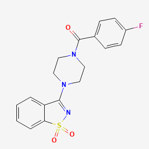 molecular formula C18H16FN3O3S B3560064 3-[4-(4-fluorobenzoyl)-1-piperazinyl]-1,2-benzisothiazole 1,1-dioxide 