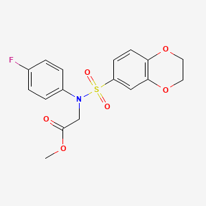 molecular formula C17H16FNO6S B3560070 methyl 2-[N-(2,3-dihydro-1,4-benzodioxin-6-ylsulfonyl)-4-fluoroanilino]acetate 