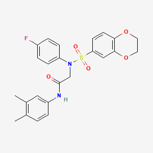 2-[N-(2,3-dihydro-1,4-benzodioxin-6-ylsulfonyl)-4-fluoroanilino]-N-(3,4-dimethylphenyl)acetamide