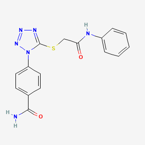 4-(5-{[(PHENYLCARBAMOYL)METHYL]SULFANYL}-1H-1,2,3,4-TETRAZOL-1-YL)BENZAMIDE