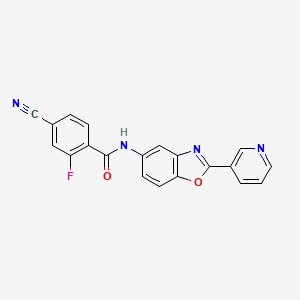 molecular formula C20H11FN4O2 B3560143 4-cyano-2-fluoro-N-[2-(3-pyridinyl)-1,3-benzoxazol-5-yl]benzamide 