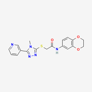 molecular formula C18H17N5O3S B3560250 N-(2,3-dihydro-1,4-benzodioxin-6-yl)-2-{[4-methyl-5-(pyridin-3-yl)-4H-1,2,4-triazol-3-yl]sulfanyl}acetamide 