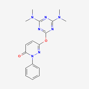 molecular formula C17H19N7O2 B3560307 6-{[4,6-bis(dimethylamino)-1,3,5-triazin-2-yl]oxy}-2-phenyl-3(2H)-pyridazinone 