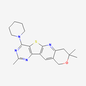 molecular formula C20H24N4OS B3560322 5,5,13-trimethyl-15-piperidin-1-yl-6-oxa-17-thia-2,12,14-triazatetracyclo[8.7.0.03,8.011,16]heptadeca-1,3(8),9,11,13,15-hexaene 