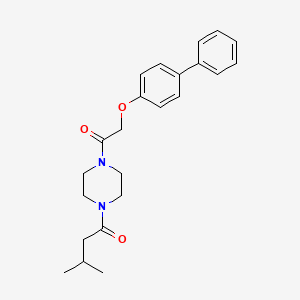 molecular formula C23H28N2O3 B3560359 1-{4-[(Biphenyl-4-yloxy)acetyl]piperazin-1-yl}-3-methylbutan-1-one 