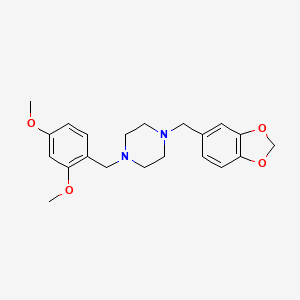 molecular formula C21H26N2O4 B3560401 1-[(2H-1,3-BENZODIOXOL-5-YL)METHYL]-4-[(2,4-DIMETHOXYPHENYL)METHYL]PIPERAZINE 