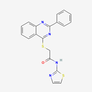 molecular formula C19H14N4OS2 B3560411 2-[(2-phenyl-4-quinazolinyl)thio]-N-1,3-thiazol-2-ylacetamide 