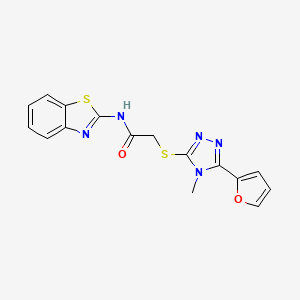 molecular formula C16H13N5O2S2 B3560492 N-(1,3-benzothiazol-2-yl)-2-{[5-(furan-2-yl)-4-methyl-4H-1,2,4-triazol-3-yl]sulfanyl}acetamide 