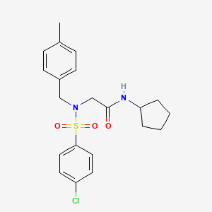 molecular formula C21H25ClN2O3S B3560520 N~2~-[(4-chlorophenyl)sulfonyl]-N~1~-cyclopentyl-N~2~-(4-methylbenzyl)glycinamide 