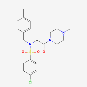 molecular formula C21H26ClN3O3S B3560526 4-chloro-N-(4-methylbenzyl)-N-[2-(4-methyl-1-piperazinyl)-2-oxoethyl]benzenesulfonamide 