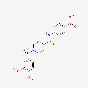 molecular formula C24H28N2O6 B3560562 ethyl 4-({[1-(3,4-dimethoxybenzoyl)-4-piperidinyl]carbonyl}amino)benzoate 