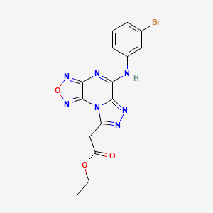 molecular formula C15H12BrN7O3 B3560563 ETHYL 2-[5-(3-BROMOANILINO)[1,2,5]OXADIAZOLO[3,4-E][1,2,4]TRIAZOLO[4,3-A]PYRAZIN-8-YL]ACETATE 