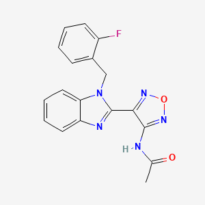 molecular formula C18H14FN5O2 B3560571 N-(4-{1-[(2-FLUOROPHENYL)METHYL]-1H-1,3-BENZODIAZOL-2-YL}-1,2,5-OXADIAZOL-3-YL)ACETAMIDE 