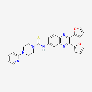 molecular formula C26H22N6O2S B3560597 N-[2,3-bis(furan-2-yl)quinoxalin-6-yl]-4-pyridin-2-ylpiperazine-1-carbothioamide 