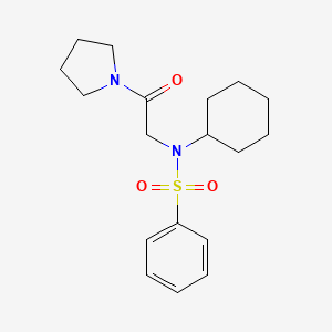 molecular formula C18H26N2O3S B3560627 N-cyclohexyl-N-[2-oxo-2-(pyrrolidin-1-yl)ethyl]benzenesulfonamide 