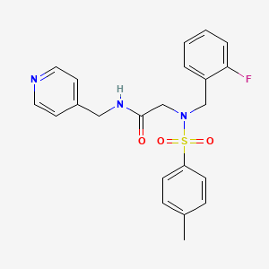 molecular formula C22H22FN3O3S B3560686 2-{N-[(2-fluorophenyl)methyl]-4-methylbenzenesulfonamido}-N-(pyridin-4-ylmethyl)acetamide 