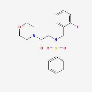 molecular formula C20H23FN2O4S B3560700 N-(2-fluorobenzyl)-4-methyl-N-[2-(morpholin-4-yl)-2-oxoethyl]benzenesulfonamide 