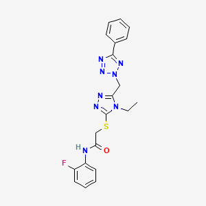 2-[[4-ethyl-5-[(5-phenyltetrazol-2-yl)methyl]-1,2,4-triazol-3-yl]sulfanyl]-N-(2-fluorophenyl)acetamide