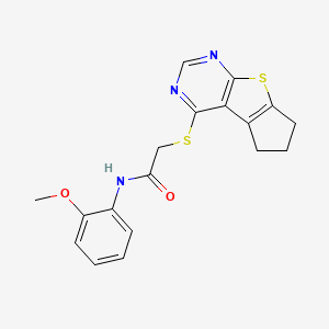 molecular formula C18H17N3O2S2 B3560714 2-(6,7-dihydro-5H-cyclopenta[4,5]thieno[2,3-d]pyrimidin-4-ylthio)-N-(2-methoxyphenyl)acetamide 