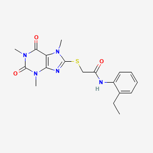 molecular formula C18H21N5O3S B3560719 N-(2-ethylphenyl)-2-[(1,3,7-trimethyl-2,6-dioxo-2,3,6,7-tetrahydro-1H-purin-8-yl)sulfanyl]acetamide 