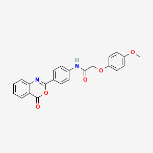 2-(4-methoxyphenoxy)-N-[4-(4-oxo-4H-3,1-benzoxazin-2-yl)phenyl]acetamide